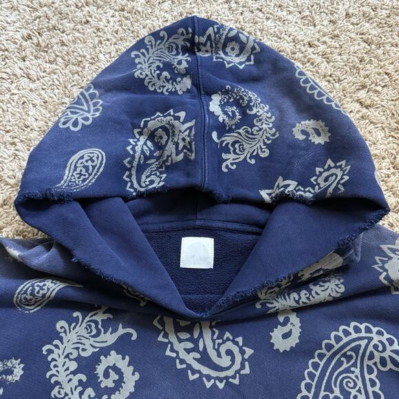 NWT $450 Alchemist Paisley Print Blue Cotton Hoodie Distressed Men’s Size XXL - Picture 3 of 15